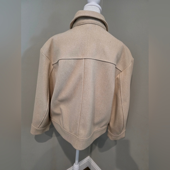 Banana Republic Women's Beige Melton Volume Sleeve Jacket, Large Petite - Picture 3 of 5